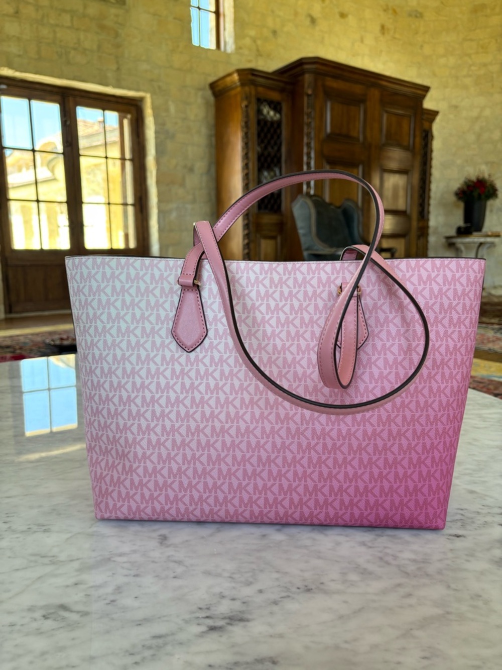 Michael Kors Pink Ombre Signature Tote with Wristlet - Picture 10 of 14